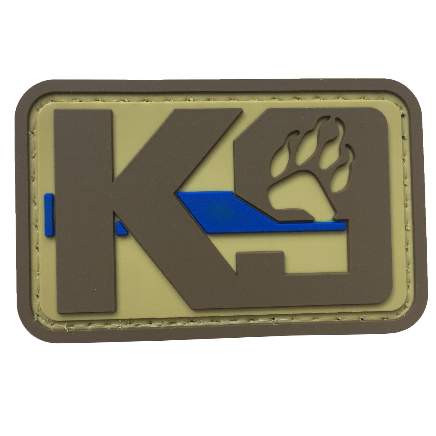 K9 Paw with Blue Line PVC Patch Coyote Tan