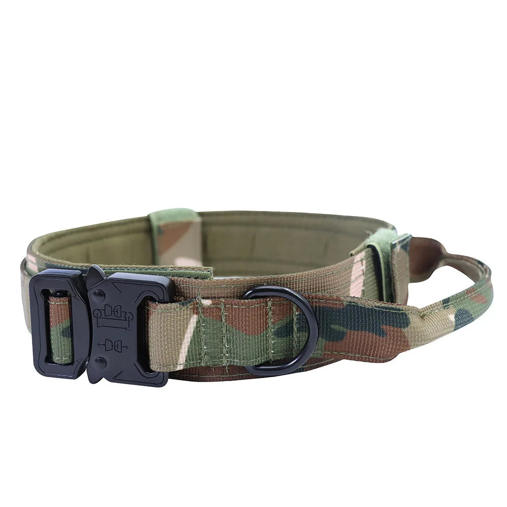 Tactical Dog Collar and Leash Set Adjustable Military Nylon Training Gear for Medium and Large Dogs