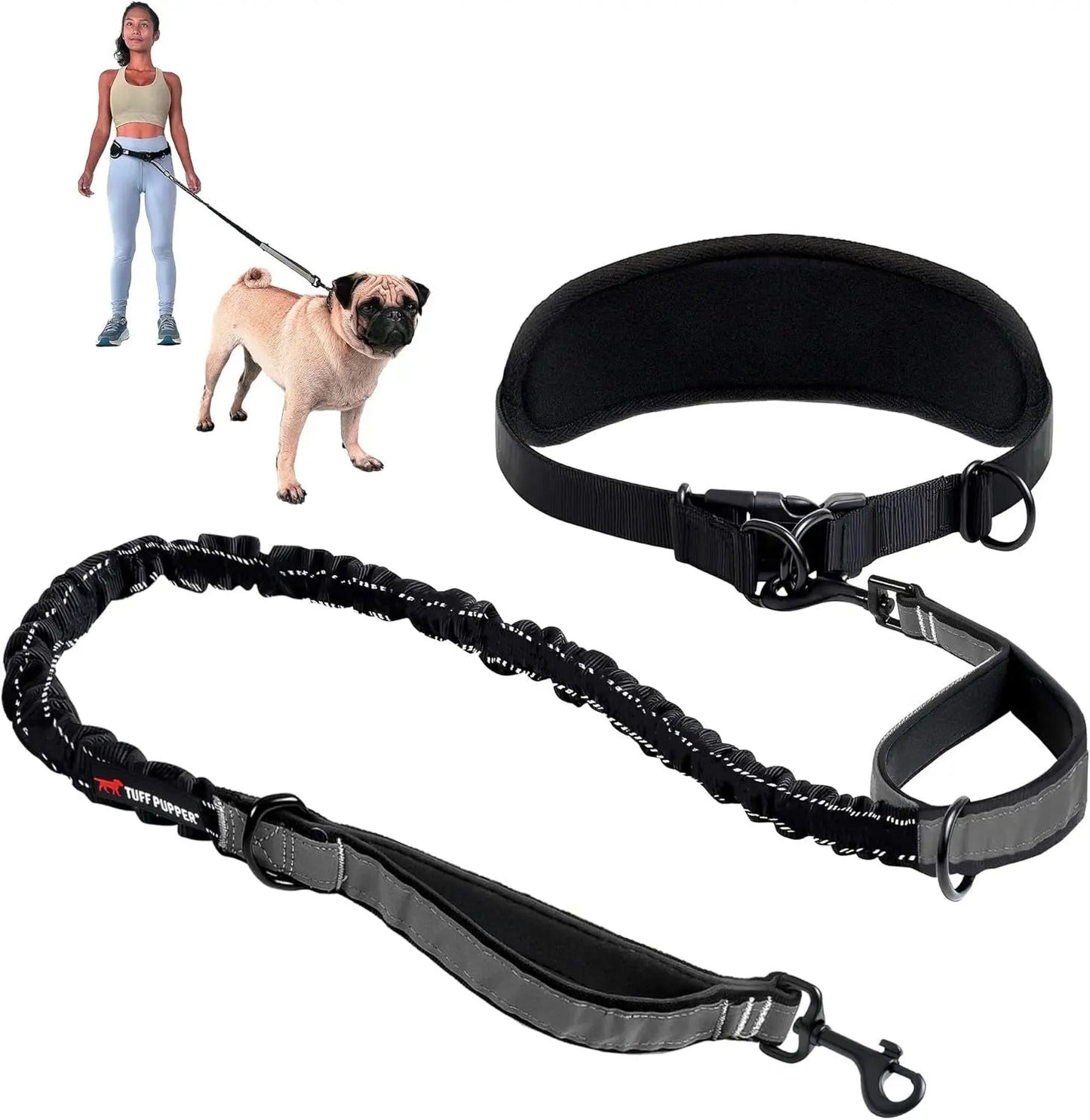 Hands Free Dog Leash Heavy Duty Bungee Waist Belt