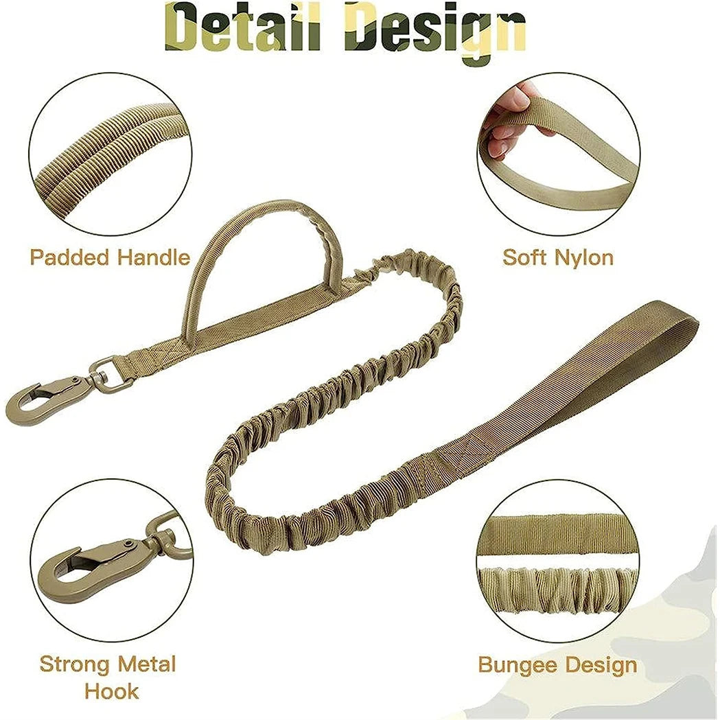 Tactical Dog Collar and Leash Set Adjustable Military Nylon Training Gear for Medium and Large Dogs