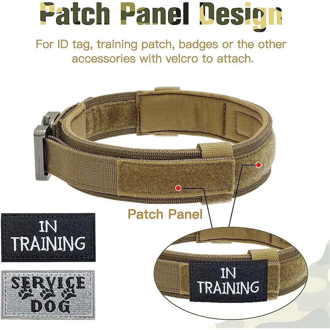 Tactical Dog Collar and Leash Set Adjustable Military Nylon Training Gear for Medium and Large Dogs