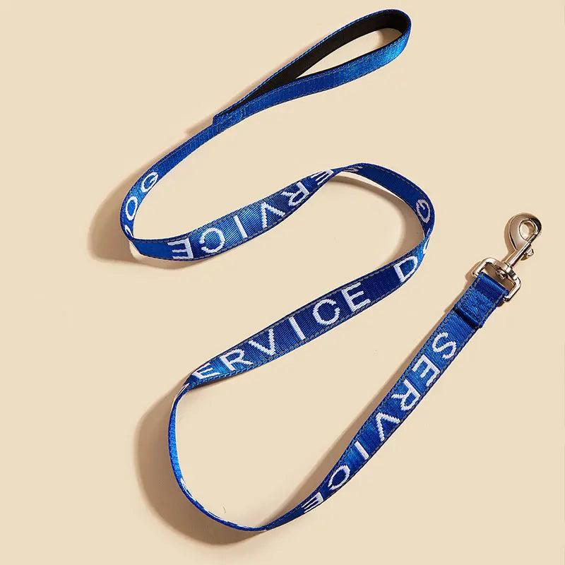Service Dog Leash – 4ft Reflective Lead with Neoprene Comfort Handle, Embroidered Service Animal Lettering