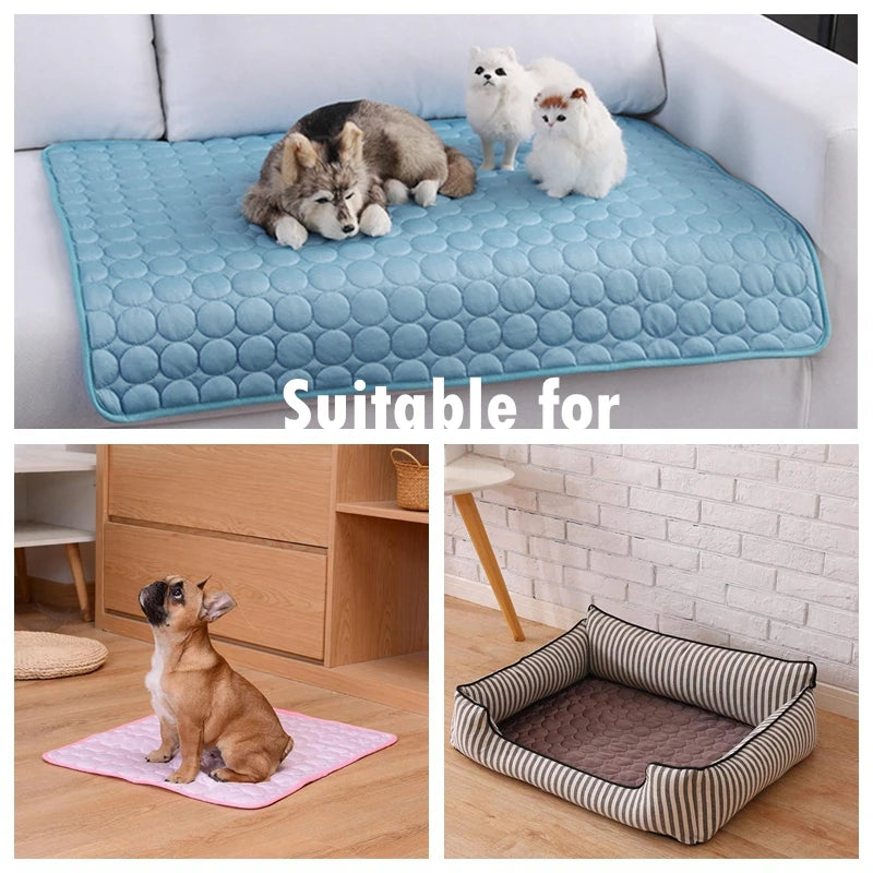 Cooling Dog Mat Breathable Summer Pad Washable Pet Bed for Dogs and Cats