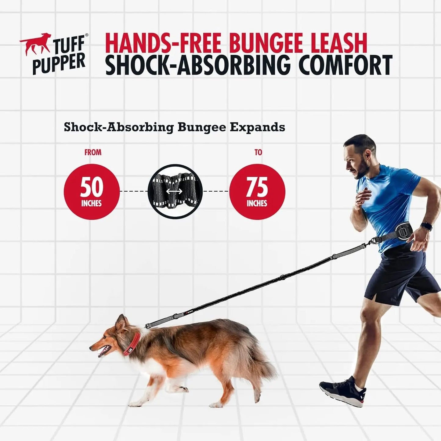 Hands Free Dog Leash Heavy Duty Bungee Waist Belt
