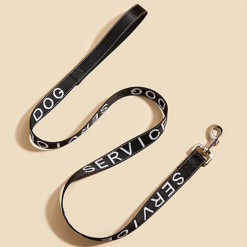 Service Dog Leash – 4ft Reflective Lead with Neoprene Comfort Handle, Embroidered Service Animal Lettering
