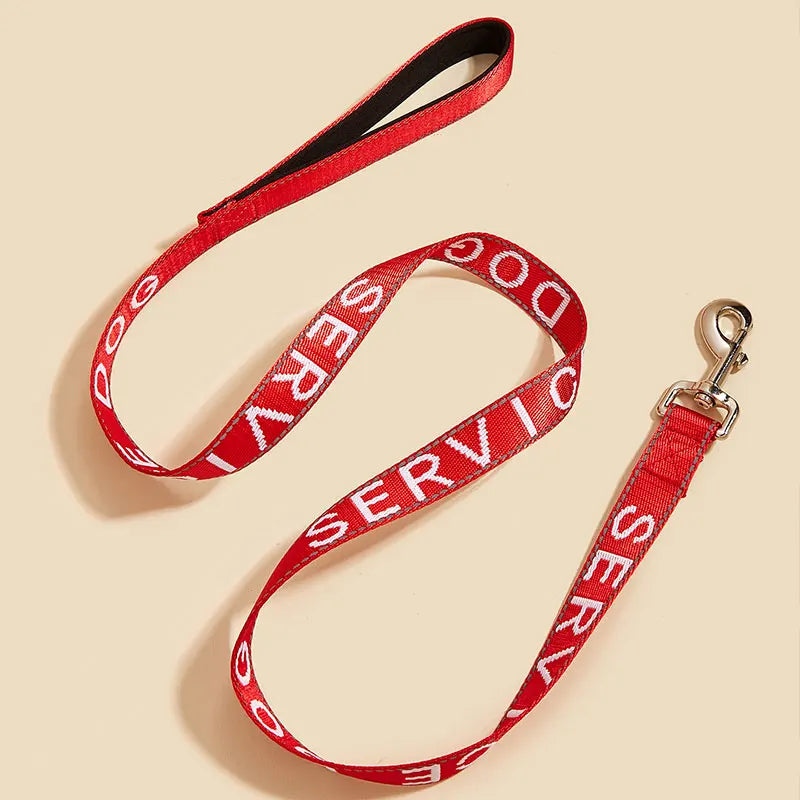 Service Dog Leash – 4ft Reflective Lead with Neoprene Comfort Handle, Embroidered Service Animal Lettering