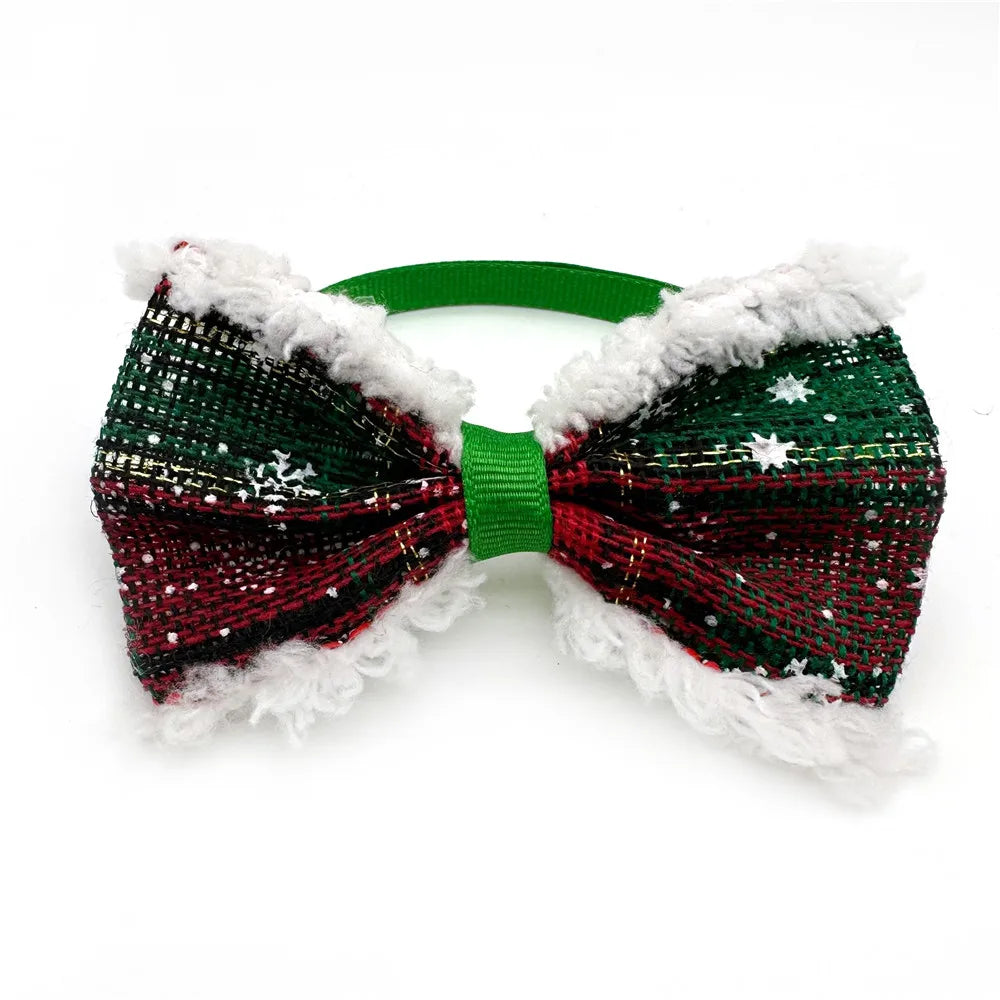 50 Pack Christmas Dog Bowties Adjustable Holiday Pet Bow Tie Set for Dogs