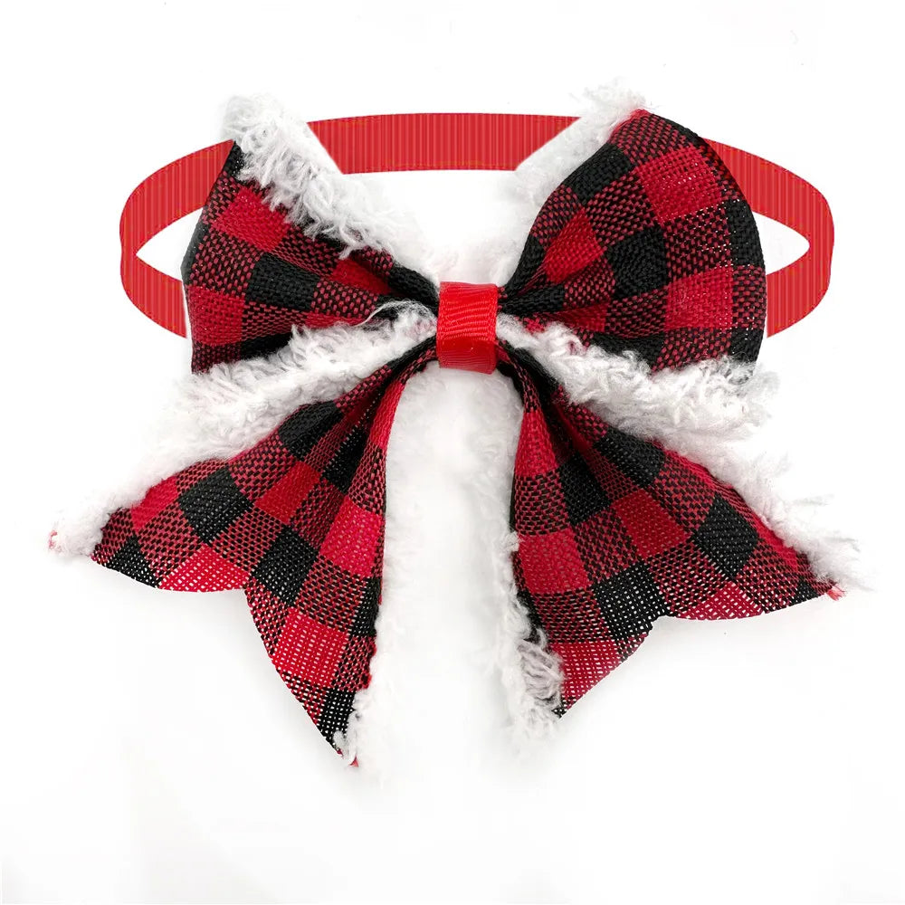 50 Pack Christmas Dog Bowties Adjustable Holiday Pet Bow Tie Set for Dogs