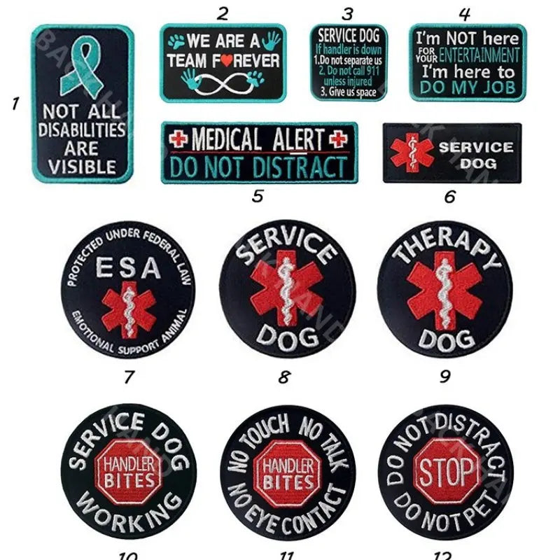 Service Dog & Training Patch Set – Removable Hook-and-Loop Badges for Service Dogs, ESAs, Therapy Dogs & Working Pets