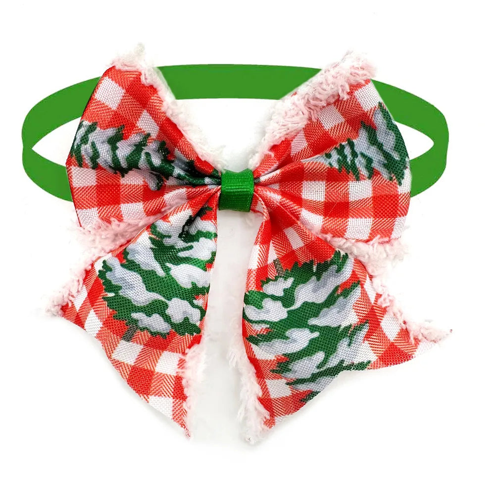 50 Pack Christmas Dog Bowties Adjustable Holiday Pet Bow Tie Set for Dogs