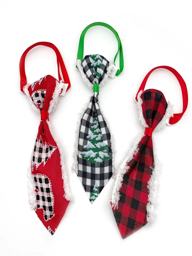 50 Pack Christmas Dog Bowties Adjustable Holiday Pet Bow Tie Set for Dogs