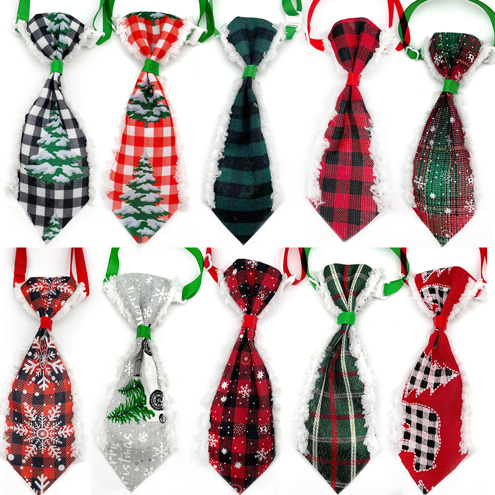 50 Pack Christmas Dog Bowties Adjustable Holiday Pet Bow Tie Set for Dogs