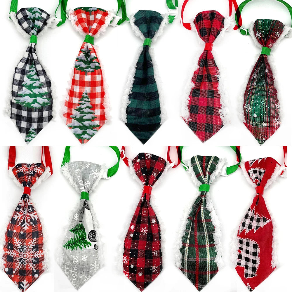 50 Pack Christmas Dog Bowties Adjustable Holiday Pet Bow Tie Set for Dogs