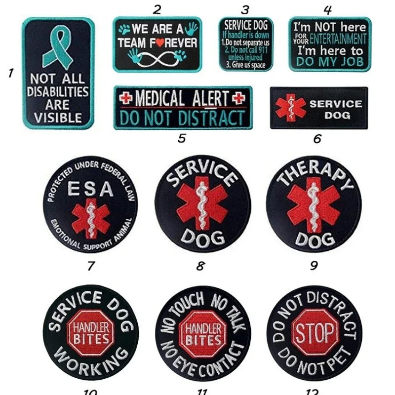 Service Dog & Training Patch Set – Removable Hook-and-Loop Badges for Service Dogs, ESAs, Therapy Dogs & Working Pets