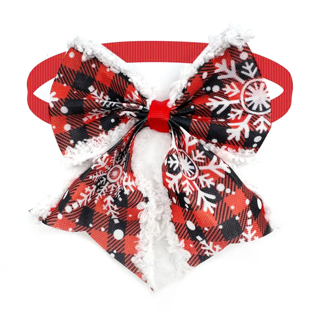 50 Pack Christmas Dog Bowties Adjustable Holiday Pet Bow Tie Set for Dogs