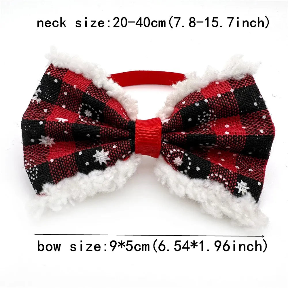 50 Pack Christmas Dog Bowties Adjustable Holiday Pet Bow Tie Set for Dogs