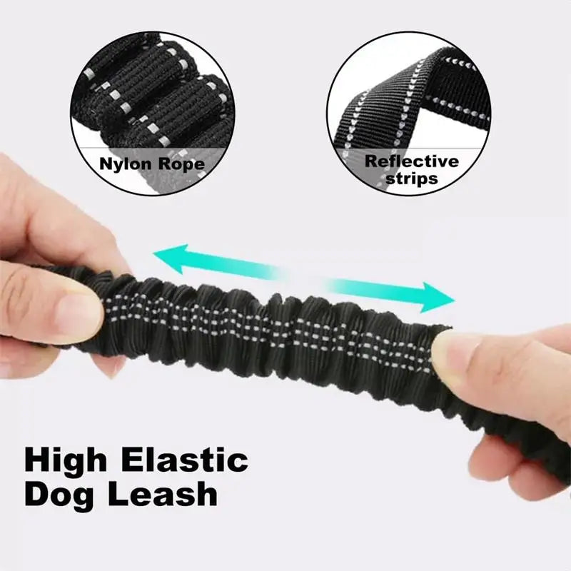 Reflective Shock Absorbing Dog Leash with  Clip for Medium and Large Dogs Tactical Safety Leash