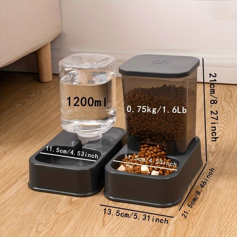Automatic Pet Feeder and Water Dispenser Set for Dogs Smart Portion Control No Battery Needed
