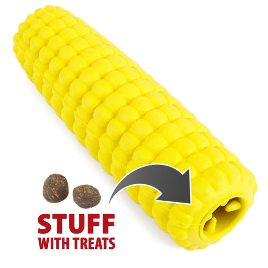 Jeffers Corn Cob Natural Rubber Treat Dispensing Dog Chew Toy with Dental Benefits