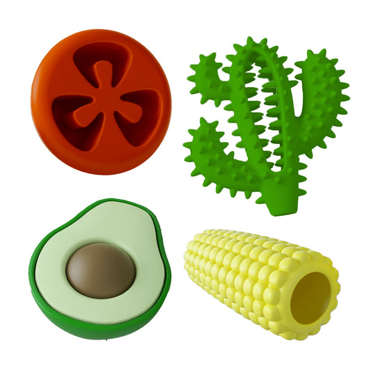 Jeffers Salsa Natural Rubber Dog Chew Toys, 4 pc, Medium